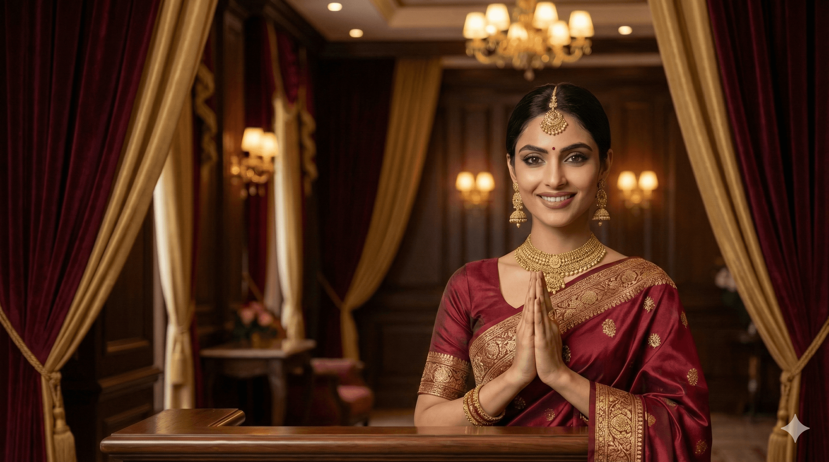 Elegant woman wearing gold jewelry