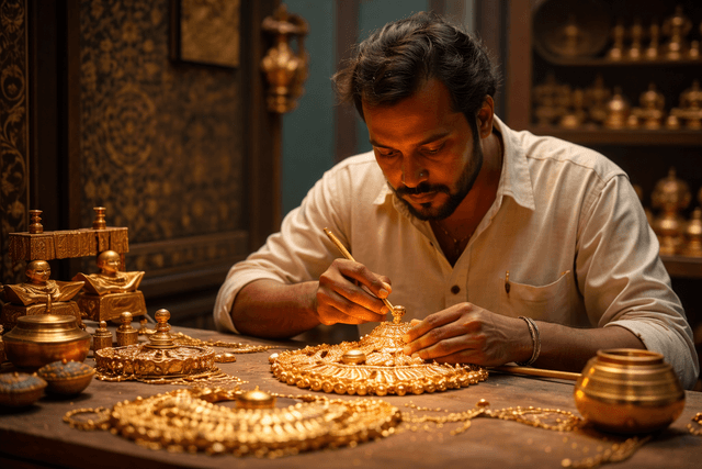 Traditional Indian gold jewelry craftsmanship